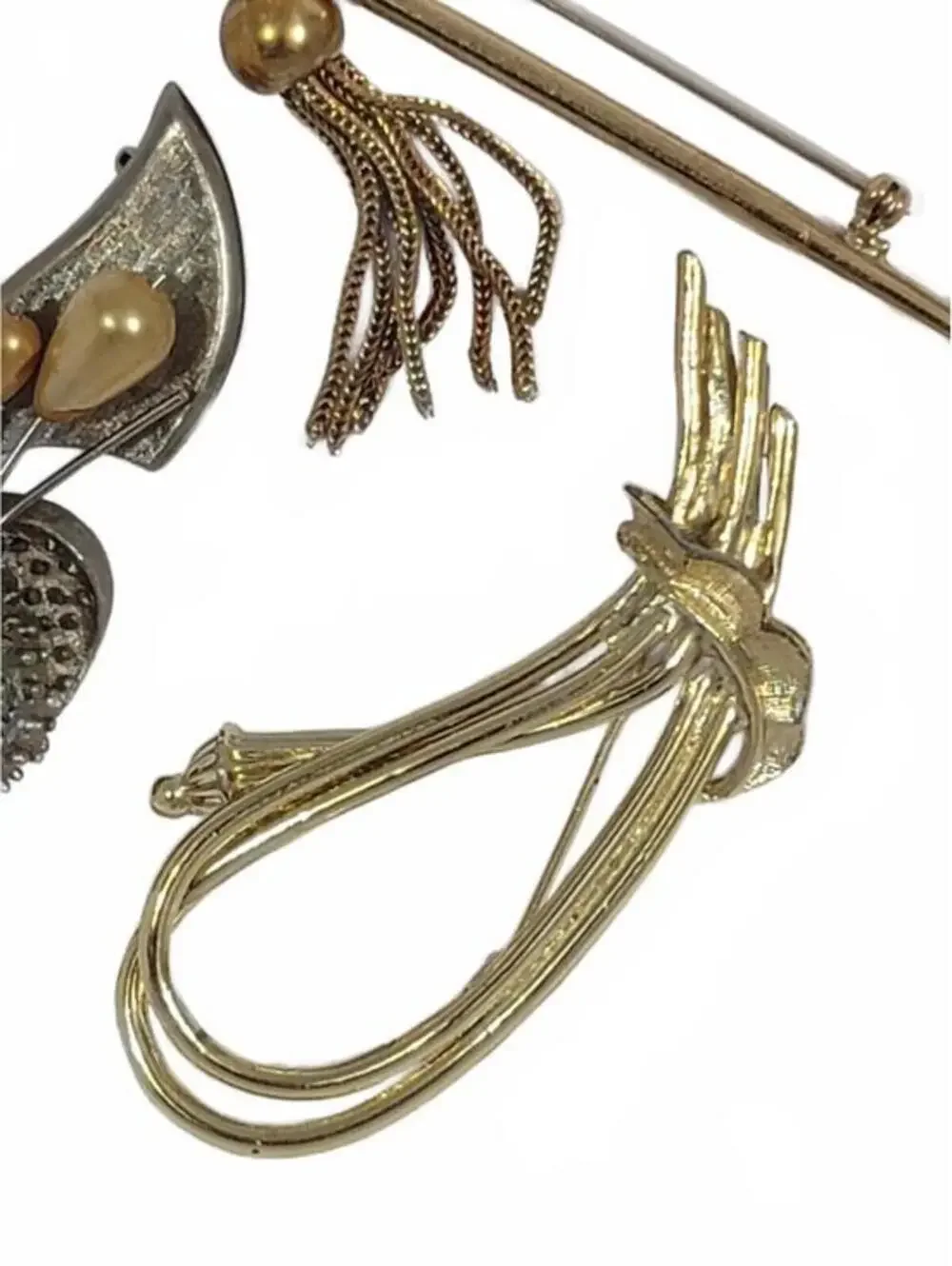 Vintage Brooch Pin Lot Gold Silver Pearl